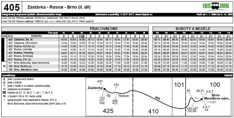 405 - Rosice - Brno - sobota, neděle