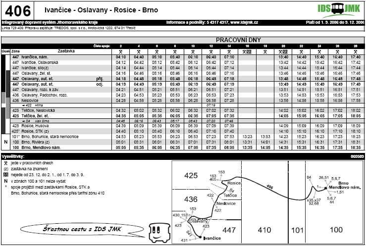 406 - Ivančice - Brno - pracovní dny