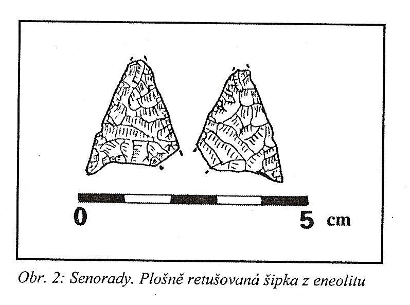 Plošně retušovaná šipka z neolitu.