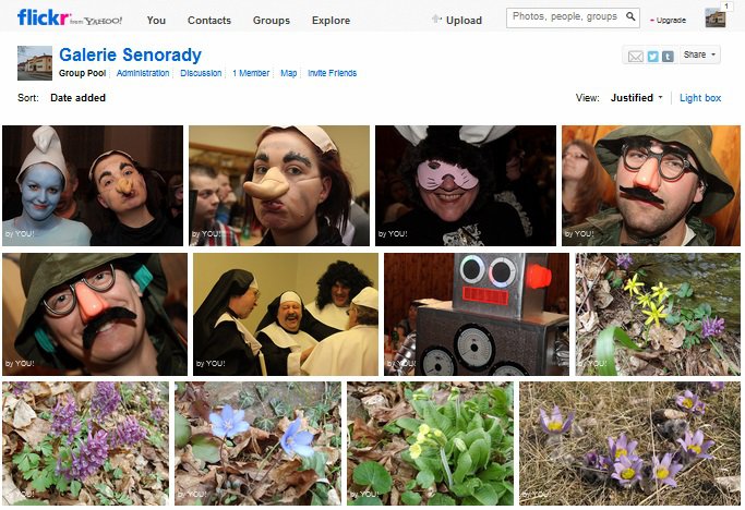 FLICKR SENORADY: Na kvalitní fotografie z okolí obce ve vysokém rolišení je zaměřen Flickr Senorady. Vytvořte si svůj účet Flickr, nahrávejte fotografie a ty nejlepší publikujte ve společné skupině "Galerie Senorady".