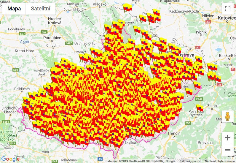 Takto vypadá mapa Moravy s vyznačením měst a obcí, které vyvěšují moravskou vlajku.