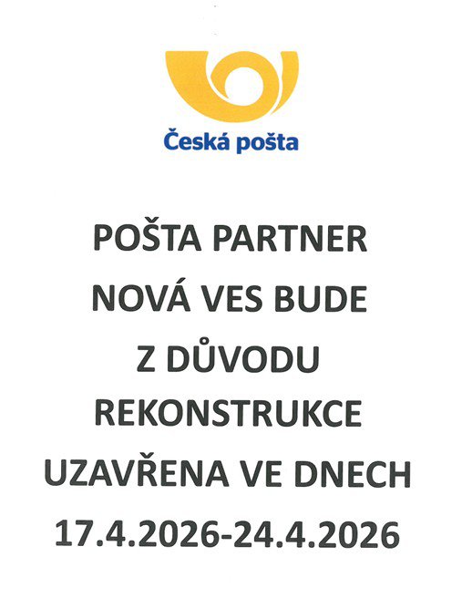 Oznámení pošta Nová Ves
